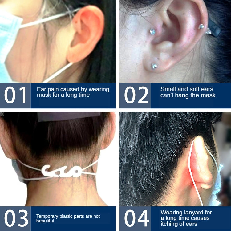2 Sets Reusable Face Mask Soft Silicone Ear Hook Invisible Earmuffs