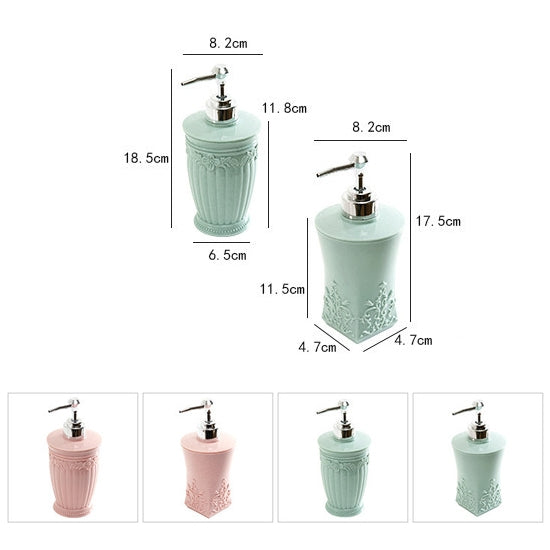 3 PCS Round Press Style Carved Shower Gel Hand Soap Fill Empty Bottle (Baby Blue)