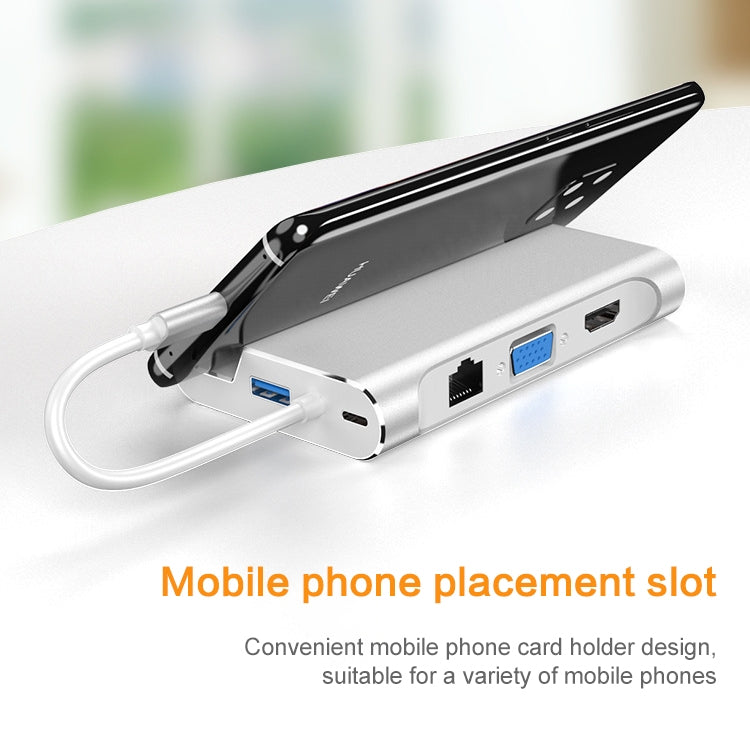 HW-TC20 7 In 1 Type-C / USB-C Multifunctional Extension HUB Adapter with Holder