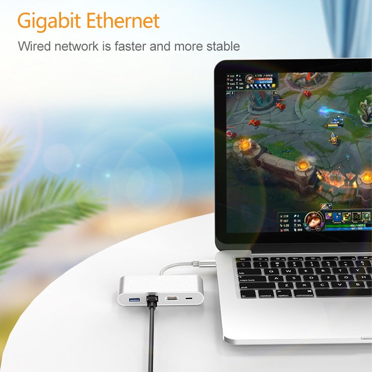 HW-TC42 4 In 1 Type-C / USB-C Multifunctional Extension HUB Adapter