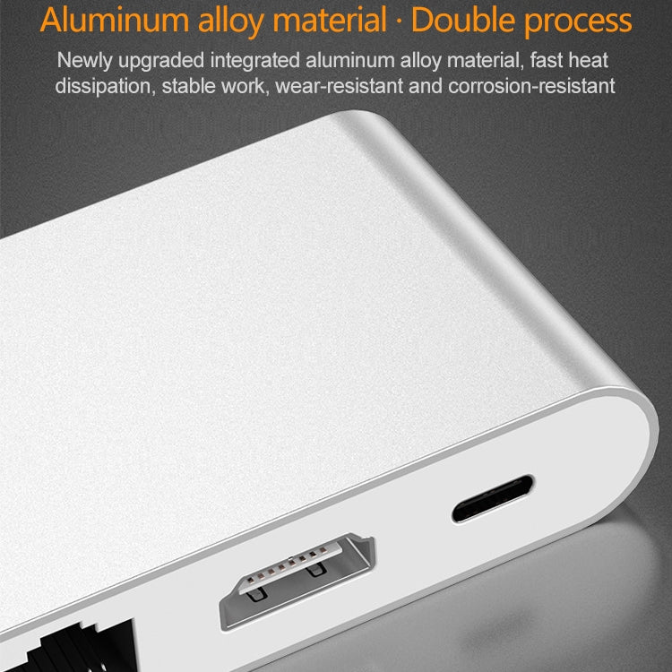 HW-TC42 4 In 1 Type-C / USB-C Multifunctional Extension HUB Adapter