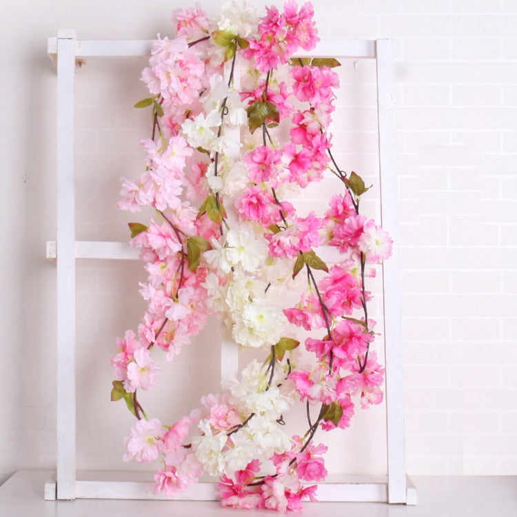 2 PCS Cherry Blossom Artificial Flower Interior Background Wall Window Decoration, Length: 1.77m
