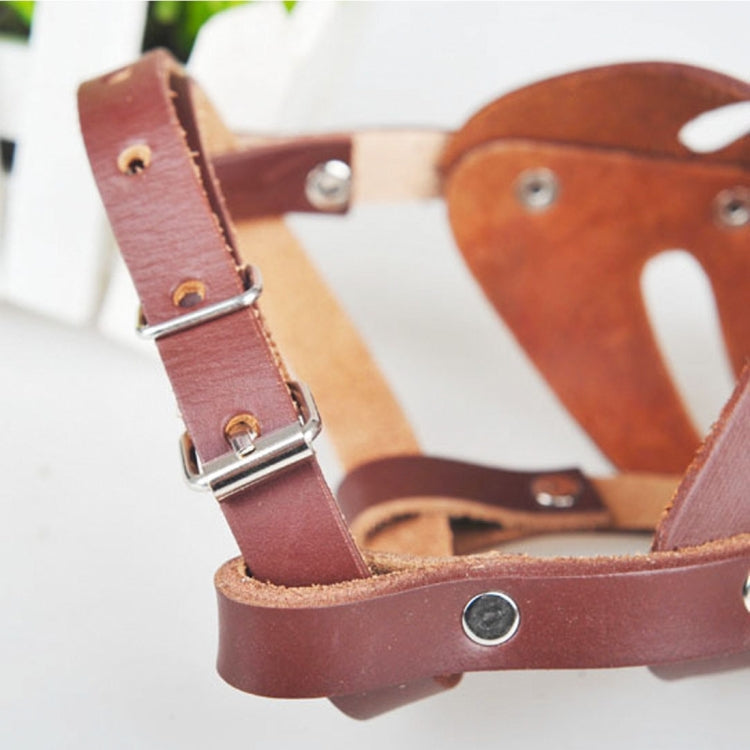 Adjustable Leather Basket Cage Muzzle for Pet Dog Fashion Muzzle, Size: M, Random Color Delivery