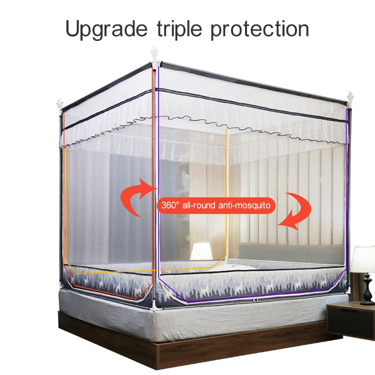 Square Ceiling Zipper Mosquito Net Encryption Zipper Three Door Defence Mosquito for 1.8m Bed