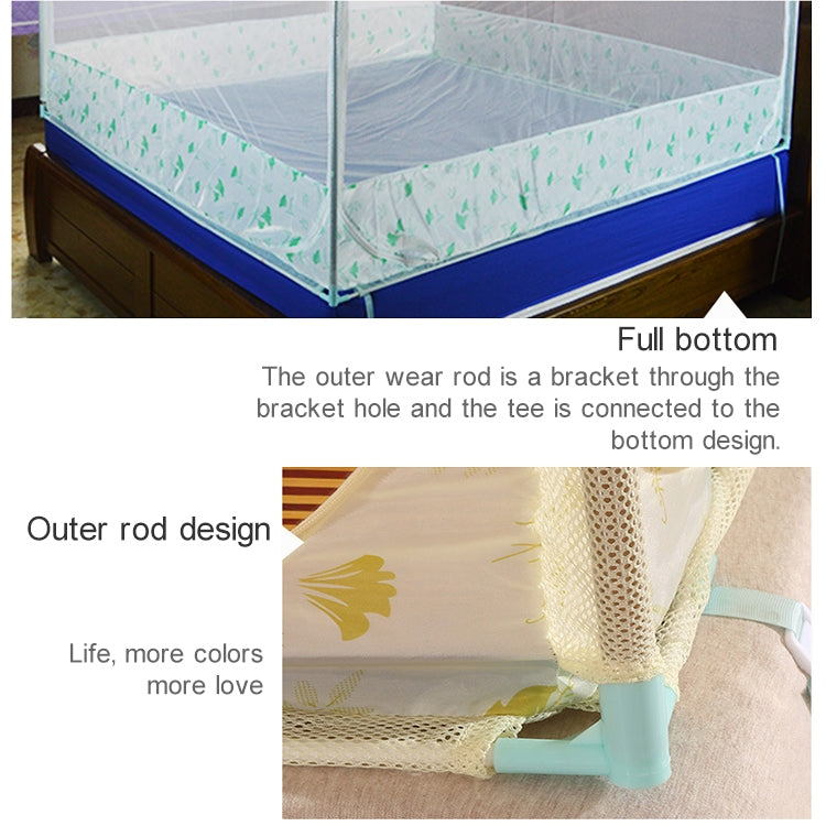 Square Ceiling Zipper Mosquito Net Encryption Zipper Three Door Stainless Steel Bracket Defence Mosquito for 1.5m Bed(Yellow)