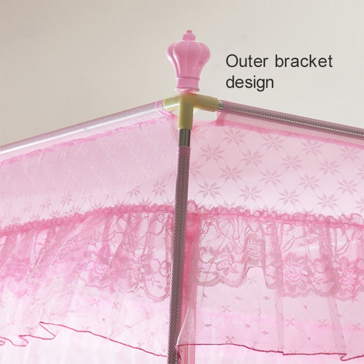 Square Ceiling Zipper Mosquito Net Encryption Zipper Three Door Stainless Steel Bracket Defence Mosquito for 1.8m Bed(Pink)