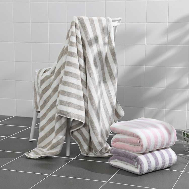 Polyester Coral Velvet Cation Bath Towel Super Absorbent Bathroom Soft Cloth Wipe Towel, Size: 70x140cm (Coffee)