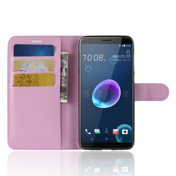 For HTC Desire 12 Litchi Texture Horizontal Flip Leather Case with Wallet & Holder & Card Slots