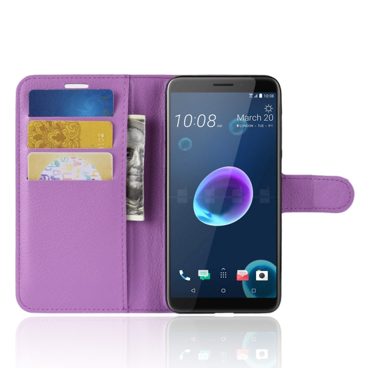 For HTC Desire 12 Litchi Texture Horizontal Flip Leather Case with Wallet & Holder & Card Slots