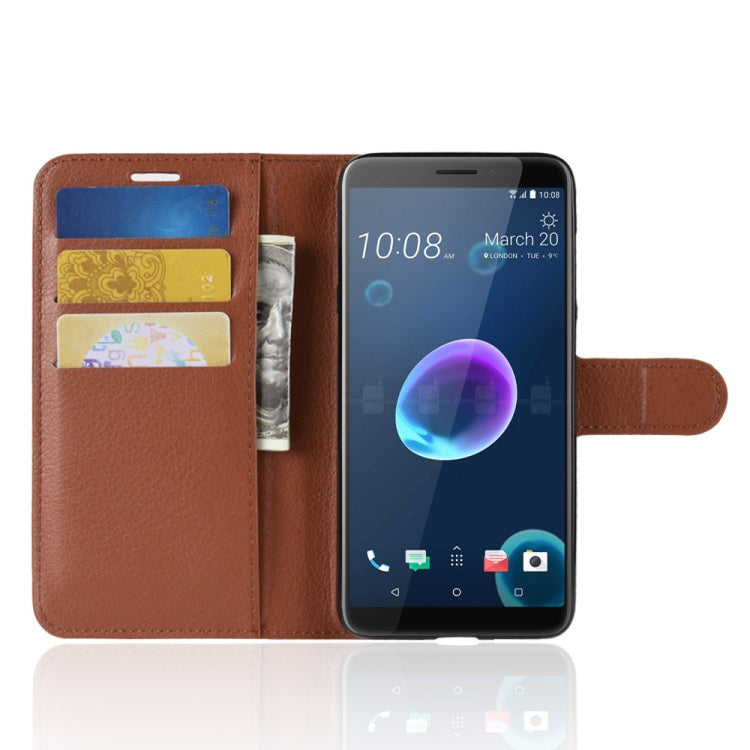 For HTC Desire 12 Litchi Texture Horizontal Flip Leather Case with Wallet & Holder & Card Slots