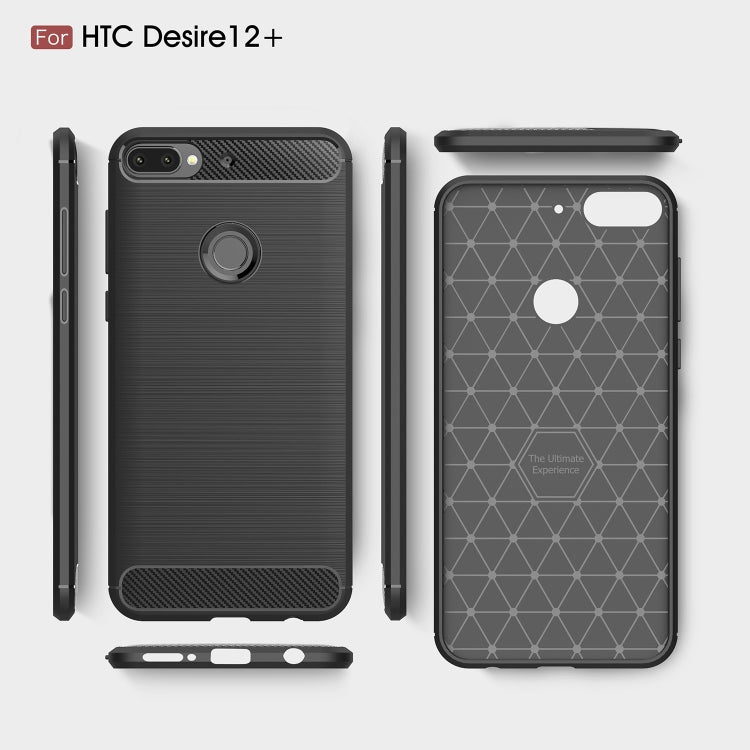 Brushed Texture Carbon Fiber Shockproof TPU Case for HTC Desire 12+