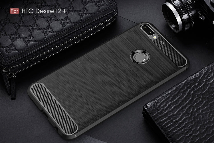 Brushed Texture Carbon Fiber Shockproof TPU Case for HTC Desire 12+