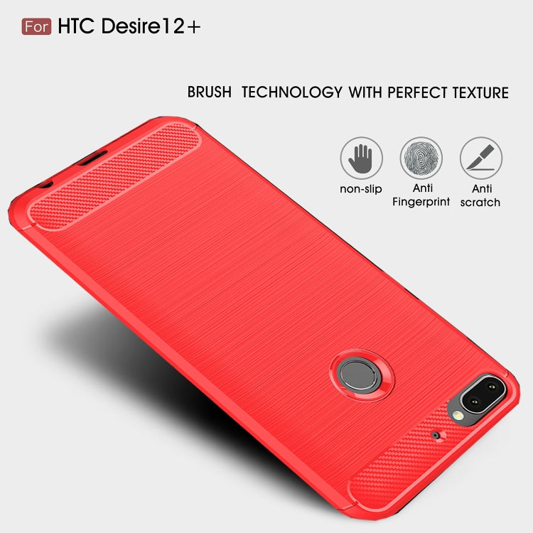 Brushed Texture Carbon Fiber Shockproof TPU Case for HTC Desire 12+