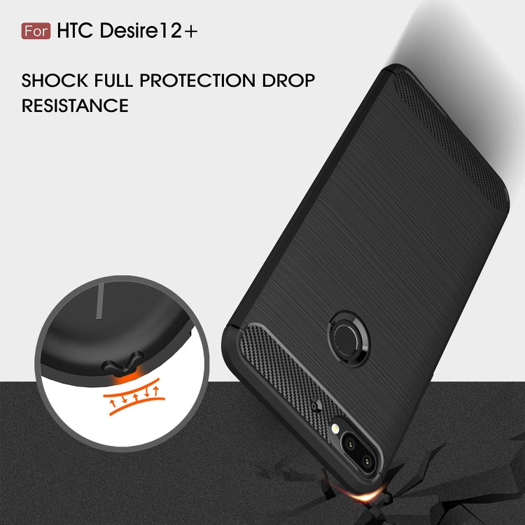Brushed Texture Carbon Fiber Shockproof TPU Case for HTC Desire 12+
