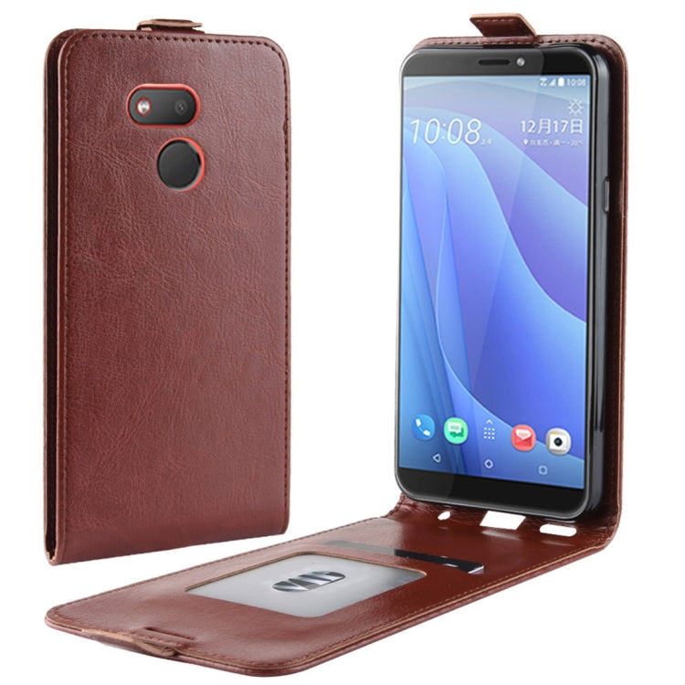 R64 Texture Vertical Flip Leather Case for HTC Desire 12S, with Card Slots & Photo Frame