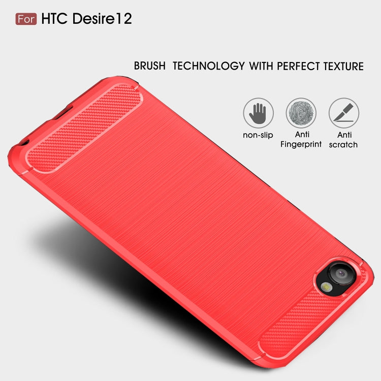 Brushed Texture Carbon Fiber Shockproof TPU Case for HTC Desire 12