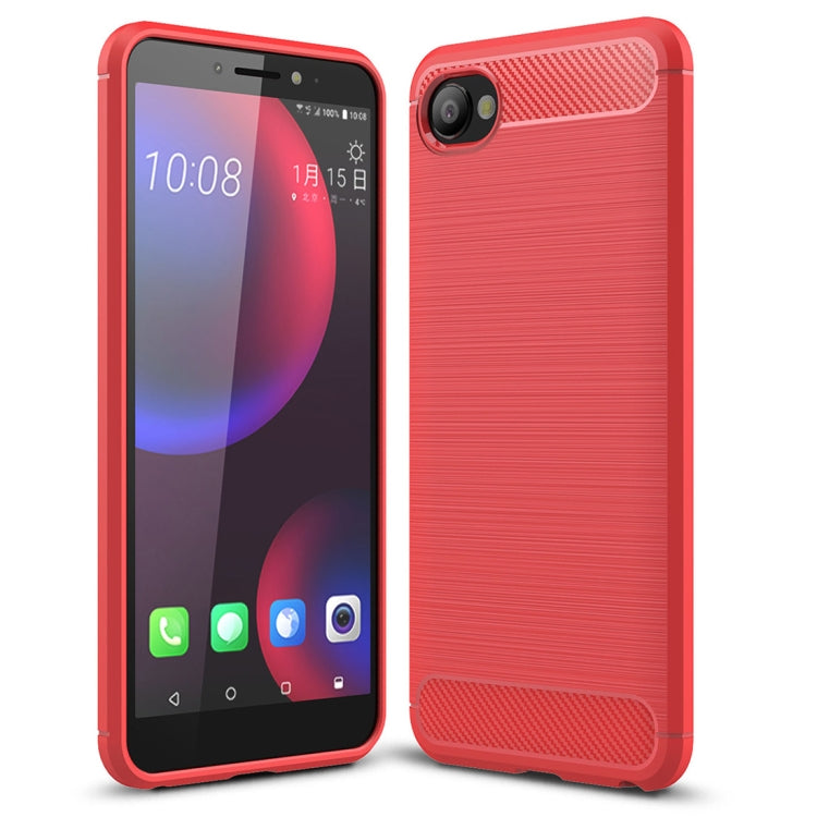 Brushed Texture Carbon Fiber Shockproof TPU Case for HTC Desire 12