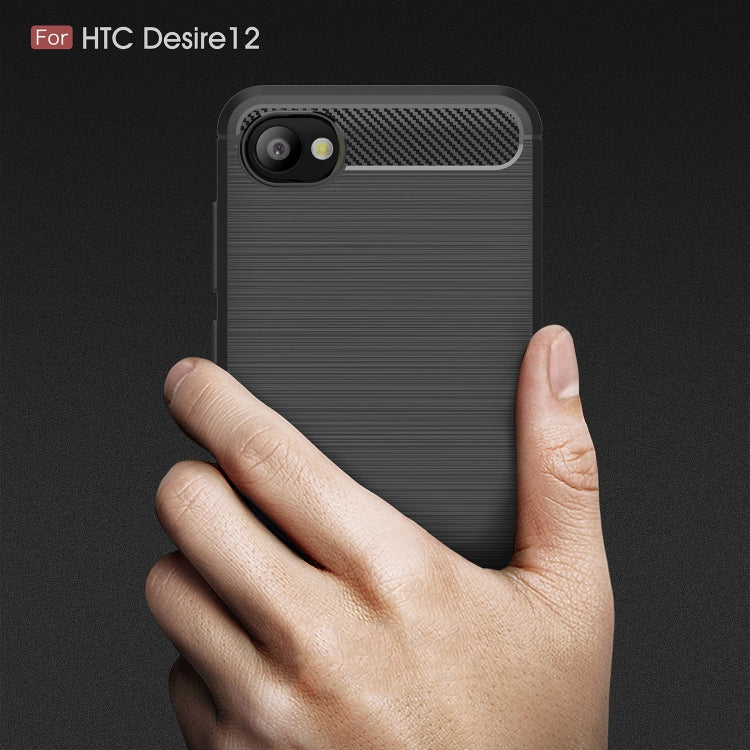 Brushed Texture Carbon Fiber Shockproof TPU Case for HTC Desire 12