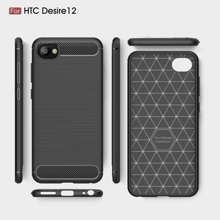 Brushed Texture Carbon Fiber Shockproof TPU Case for HTC Desire 12