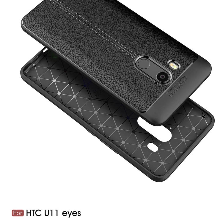 For HTC U11 Eyes Litchi Texture Soft TPU Protective Back Cover Case