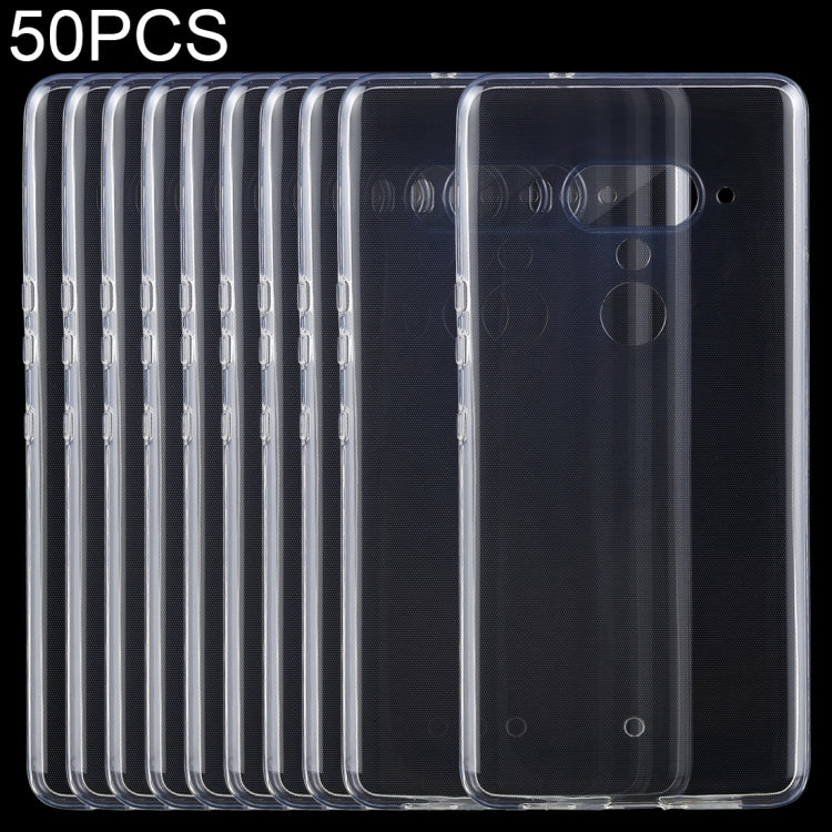50 PCS Shockproof TPU Protective Back Case for HTC U12+(Transparent)