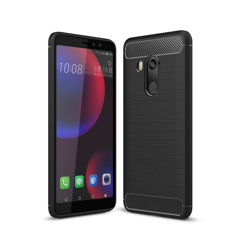 For HTC U11 Eyes Brushed Texture Carbon Fiber Shockproof TPU Protective Back Case