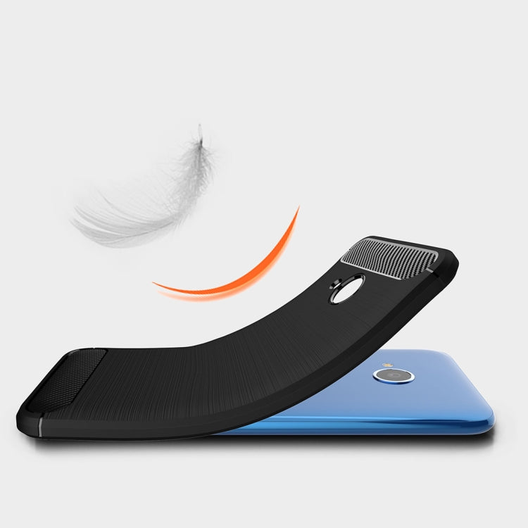 For HTC U11 Life Brushed Texture Carbon Fiber Shockproof TPU Protective Back Case