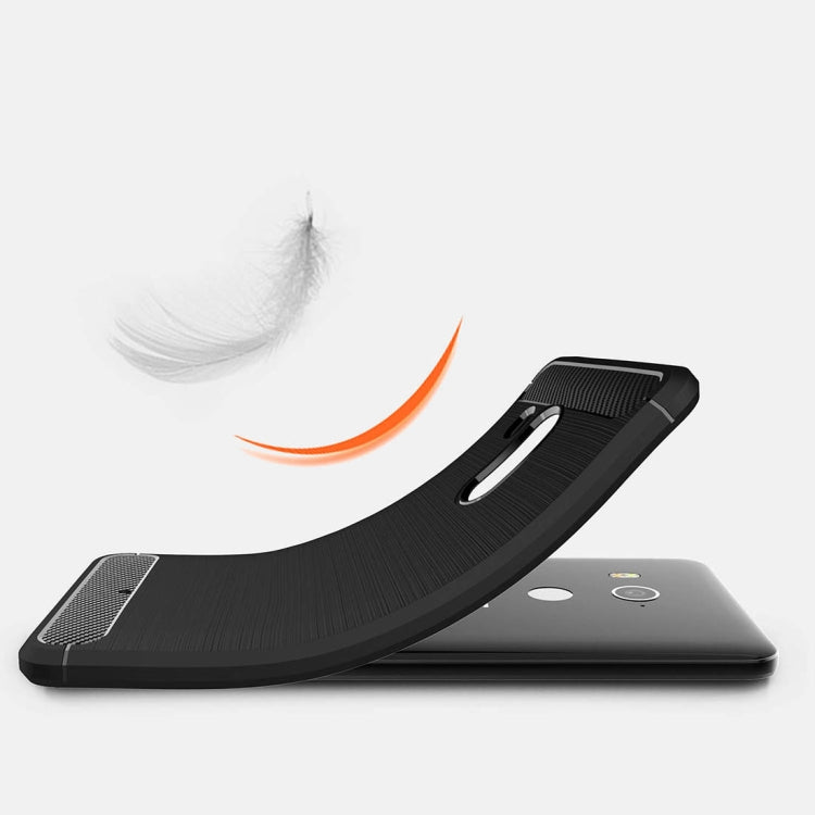 For HTC U11+ Brushed Texture Carbon Fiber Shockproof TPU Protective Back Case