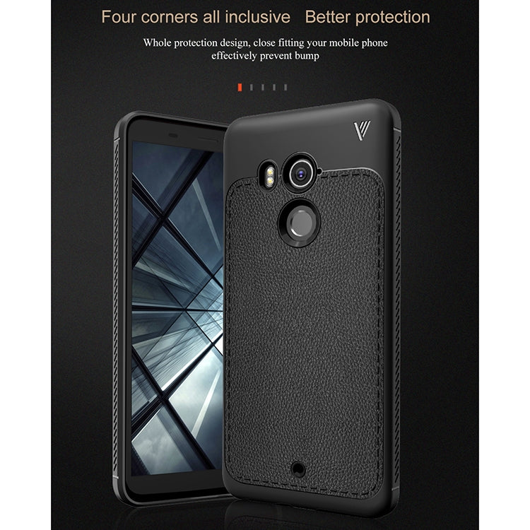 Lenuo Leshen Series for HTC U11+ TPU Litchi Texture Dropproof Protective Back Cover Case