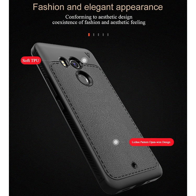 Lenuo Leshen Series for HTC U11+ TPU Litchi Texture Dropproof Protective Back Cover Case