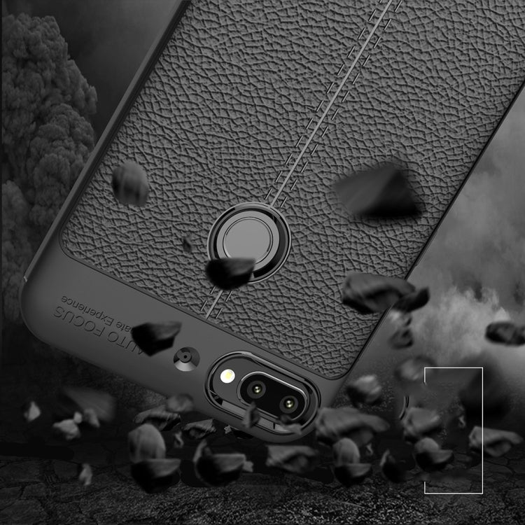 For HTC Desire 12+ Litchi Texture Soft TPU Protective Back Cover Case