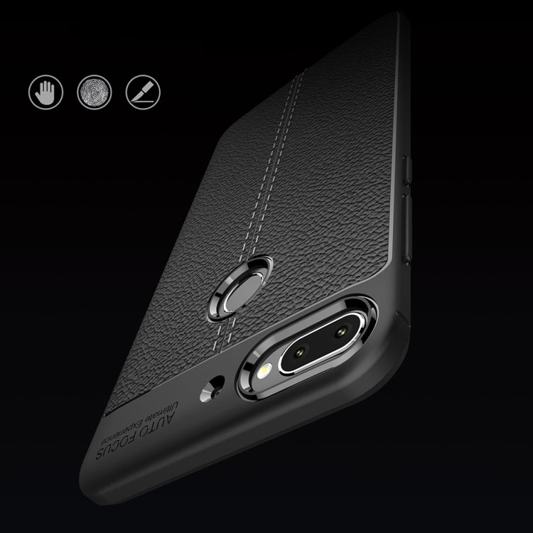 For HTC Desire 12+ Litchi Texture Soft TPU Protective Back Cover Case