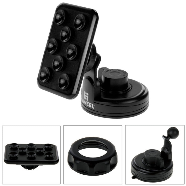HAWEEL Universal 360 Degrees Rotation Windshield Mount Holder with 8 Suckers, For iPhone, Galaxy, Huawei, Xiaomi, LG, HTC and other Smartphones(Black)