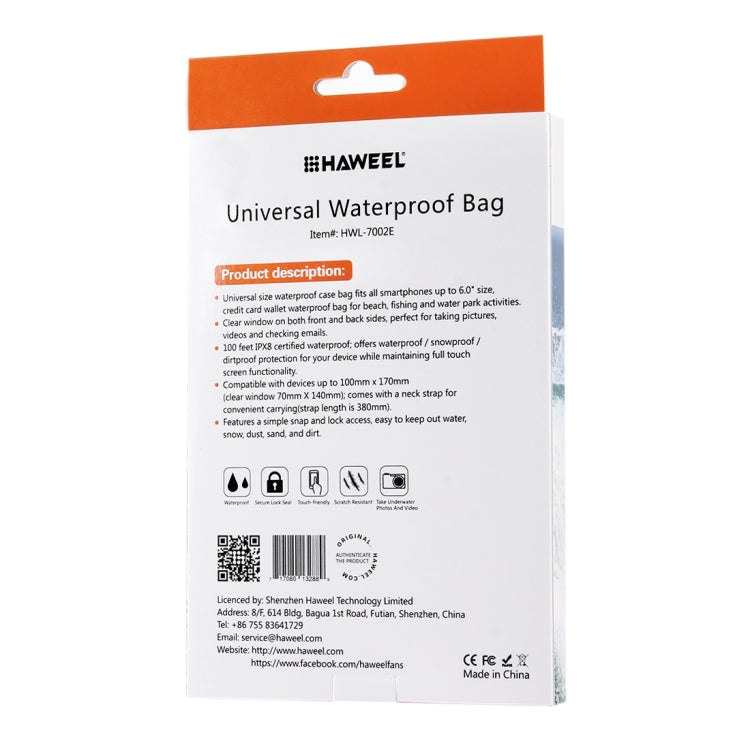 HAWEEL 20.3 x 12.1 x 1.5cm Hang Hole Color Box Packing for Transparent Universal Waterproof Bag (HWL-7002E)