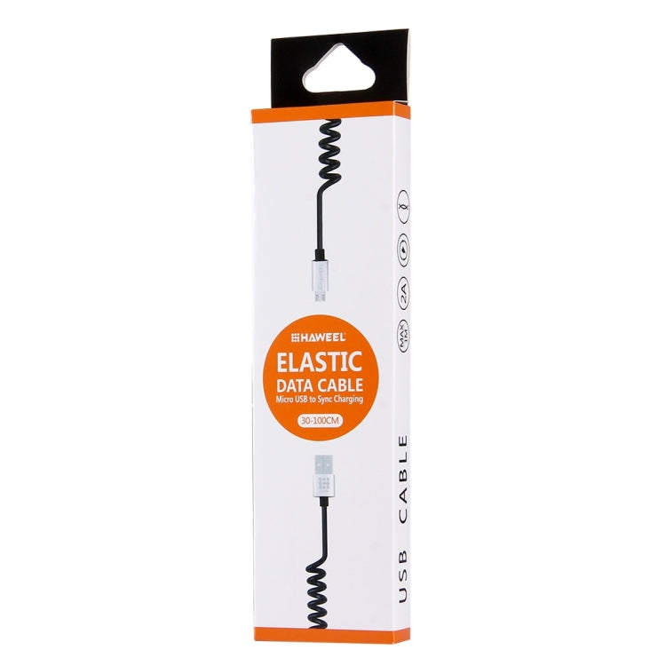 HAWEEL 20.5 x 5 x 1.5cm Hang Hole Color Box Packing for 2A Micro USB to USB 2.0 Retractable Coiled Data Sync Charging Cable (HWL1022S)