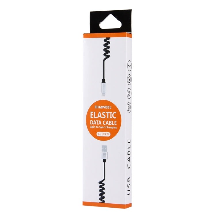 HAWEEL 20.5 x 5 x 1.5cm Hang Hole Color Box Packing for 2A 8 Pin to USB 2.0 Retractable Coiled Data Sync Charging Cable (HWL1023S)