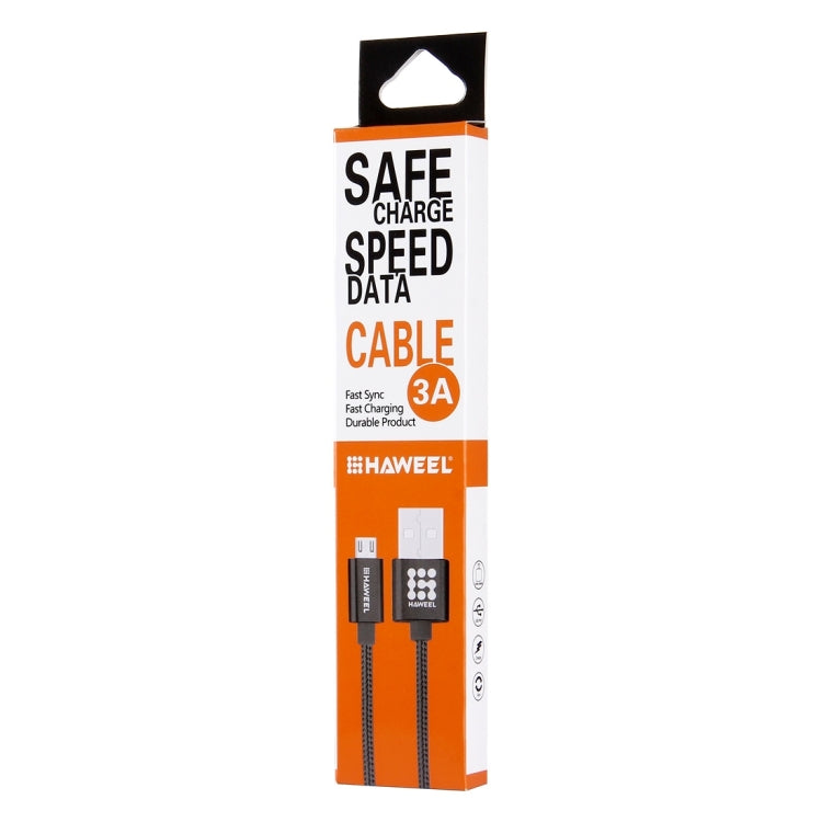 HAWEEL 20.5 x 4 x 1.5cm Hang Hole Color Box Packing for 1m Woven Style 3A Micro USB to USB Sync Data Charging Cable (HWL1024B)