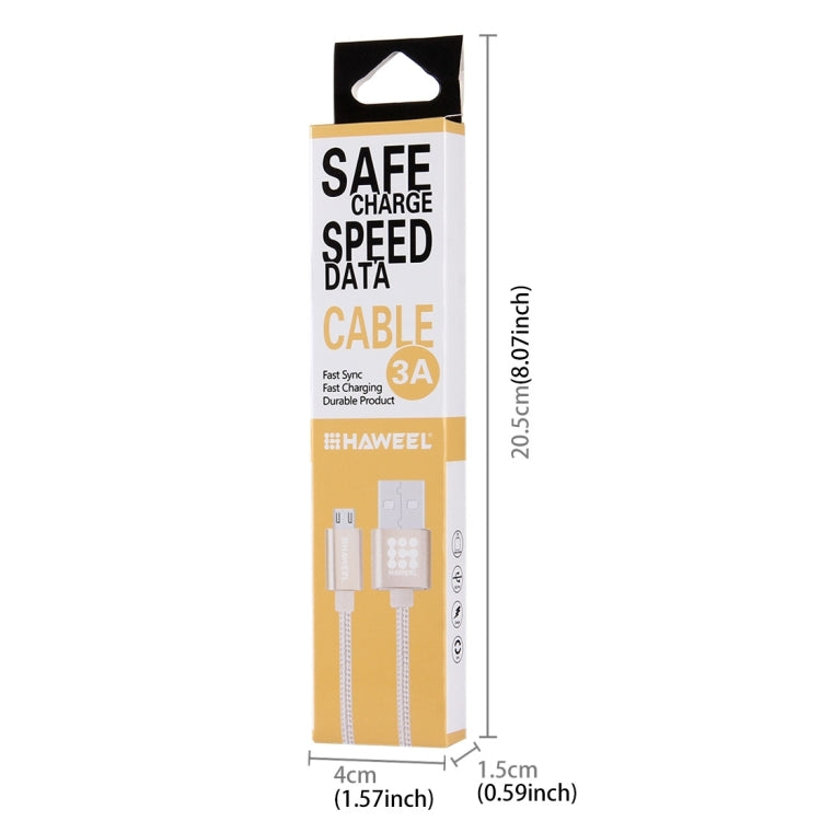 HAWEEL 20.5 x 4 x 1.5cm Hang Hole Color Box Packing for 1m Woven Style 3A Micro USB to USB Sync Data Charging Cable (HWL1024J)