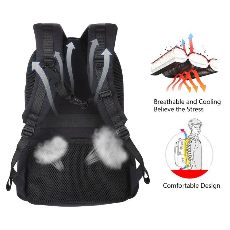 HAWEEL 14W Foldable Solar Power Outdoor Portable Canvas Dual Shoulders Laptop Backpack, USB Output: 5V 2.1A Max(Black)