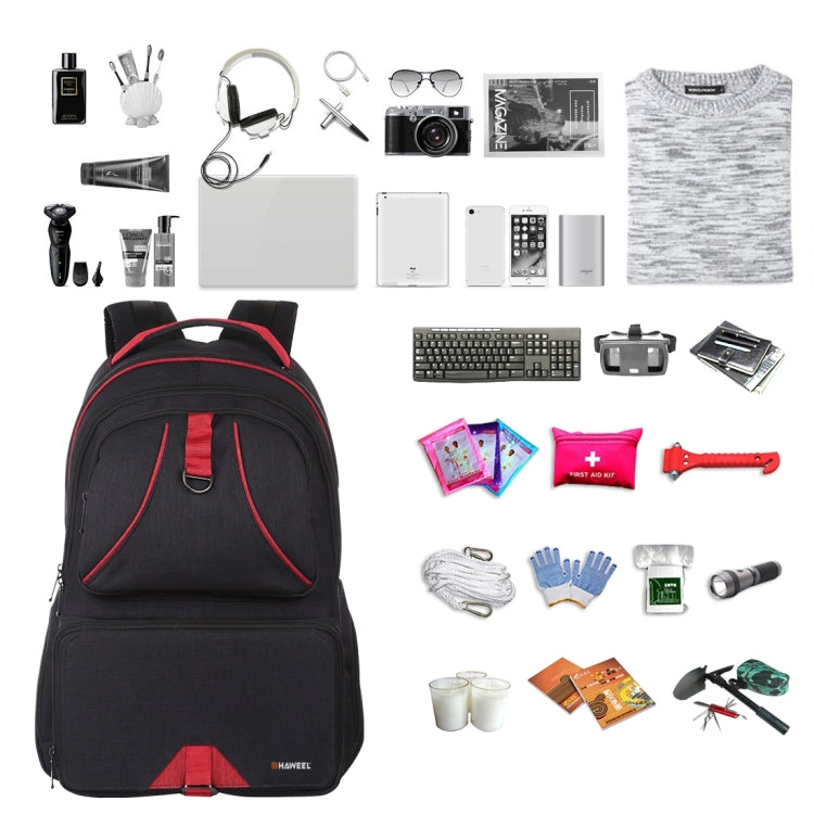 HAWEEL 14W Foldable Solar Power Outdoor Portable Canvas Dual Shoulders Laptop Backpack, USB Output: 5V 2.1A Max(Black)