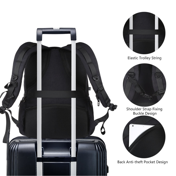 HAWEEL 14W Foldable Solar Power Outdoor Portable Canvas Dual Shoulders Laptop Backpack, USB Output: 5V 2.1A Max(Black)