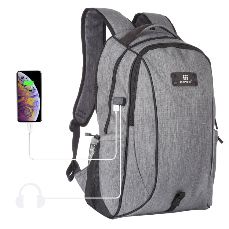 HAWEEL Outdoor Portable Canvas Dual Shoulders Laptop Backpack(Grey)
