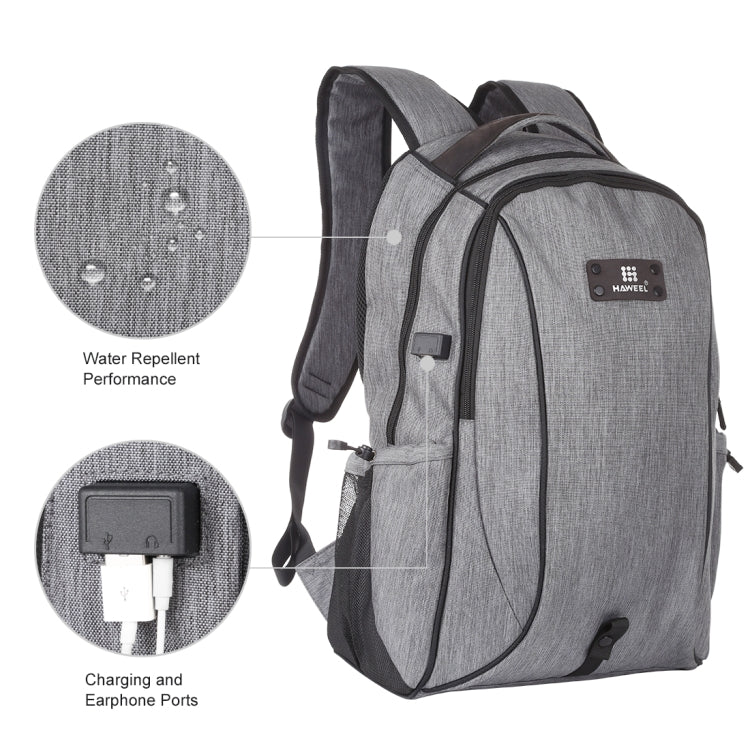 HAWEEL Outdoor Portable Canvas Dual Shoulders Laptop Backpack(Grey)