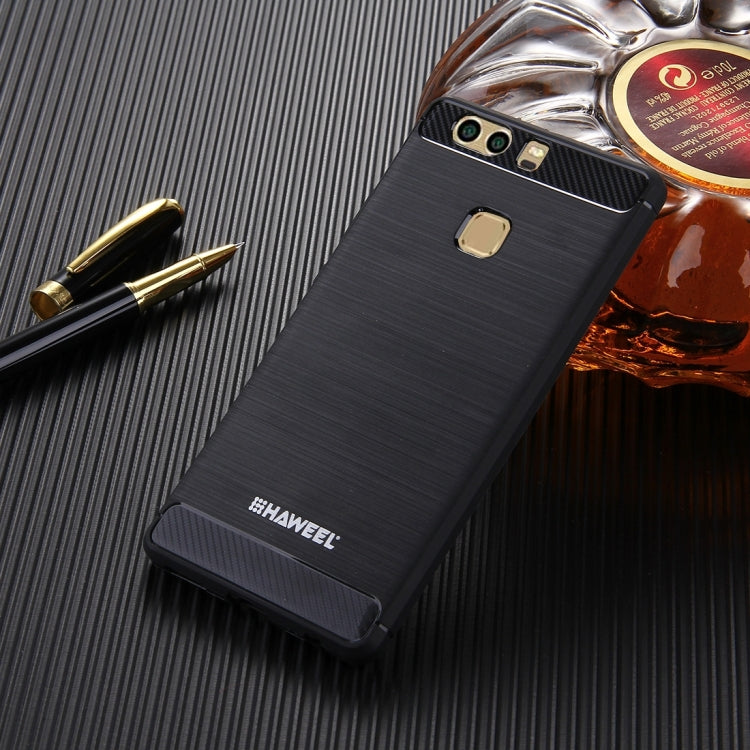 HAWEEL For Huawei P9 Plus Brushed Carbon Fiber Texture Shockproof TPU Protective Case