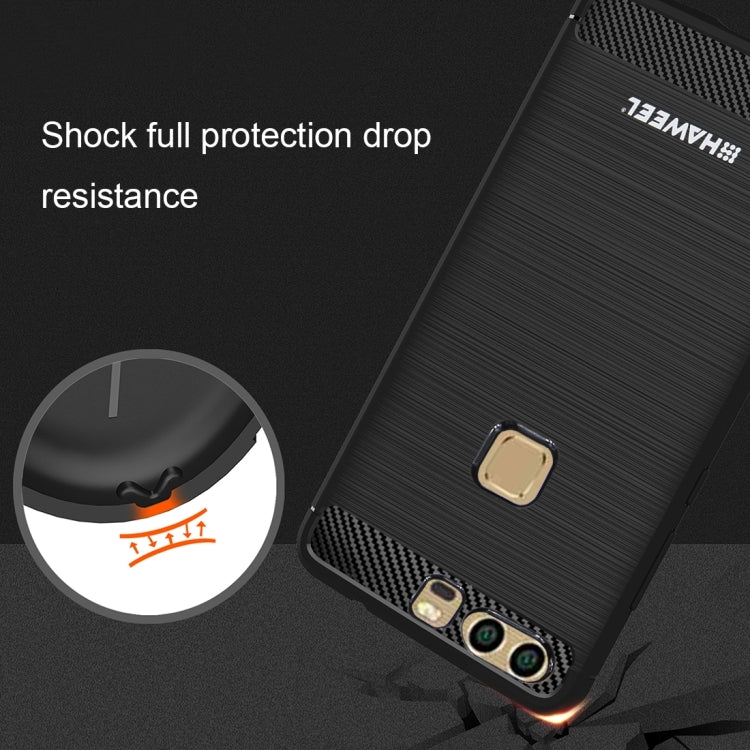 HAWEEL For Huawei P9 Plus Brushed Carbon Fiber Texture Shockproof TPU Protective Case