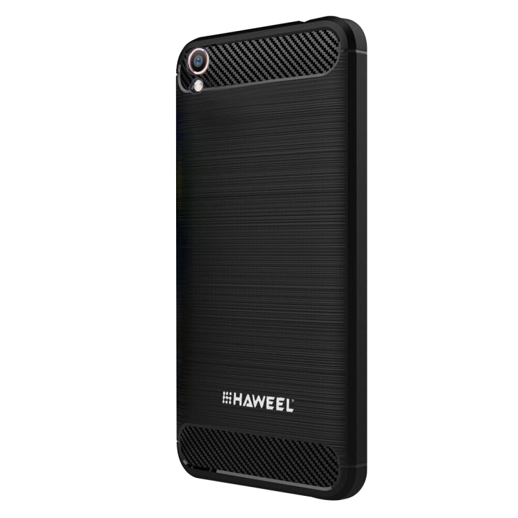 HAWEEL for OPPO R9 Brushed Carbon Fiber Texture Shockproof TPU Protective Case(Black)