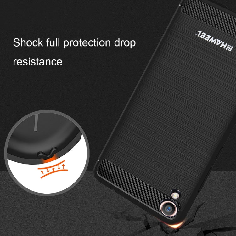 HAWEEL for OPPO R9 Brushed Carbon Fiber Texture Shockproof TPU Protective Case(Black)