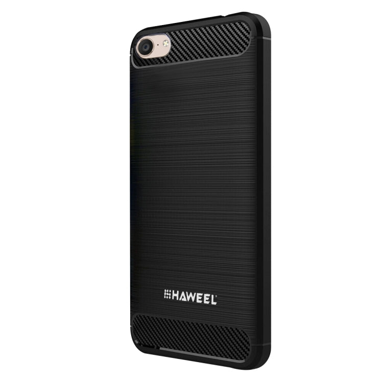 HAWEEL for Vivo X9 Plus Brushed Carbon Fiber Texture Shockproof TPU Protective Case(Black)