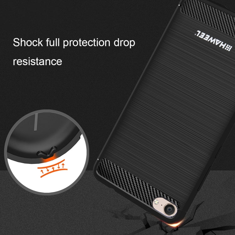 HAWEEL for Vivo X9 Plus Brushed Carbon Fiber Texture Shockproof TPU Protective Case(Black)