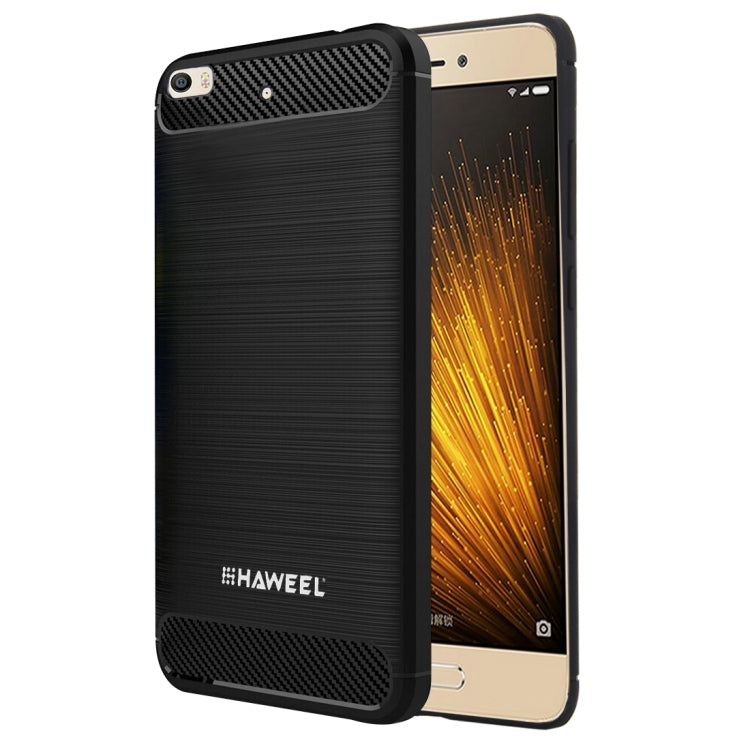 HAWEEL for Xiaomi MI 5s Brushed Carbon Fiber Texture Shockproof TPU Protective Case(Black)